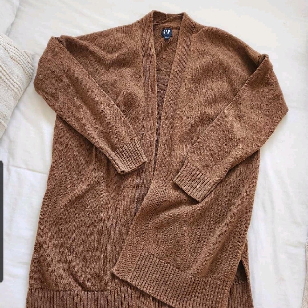 GAP Brown Open-Front Cardigan-100% Cotton